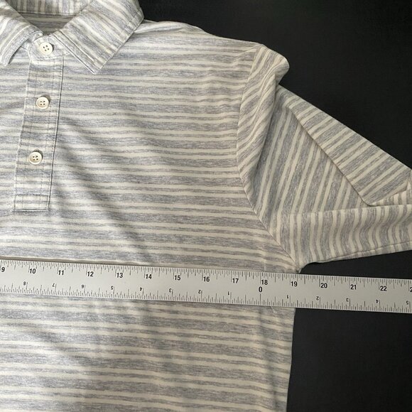johnnie-O Brannen Long Sleeve Polo Men's Small Grey Striped Performance Stretch - Picture 10 of 12